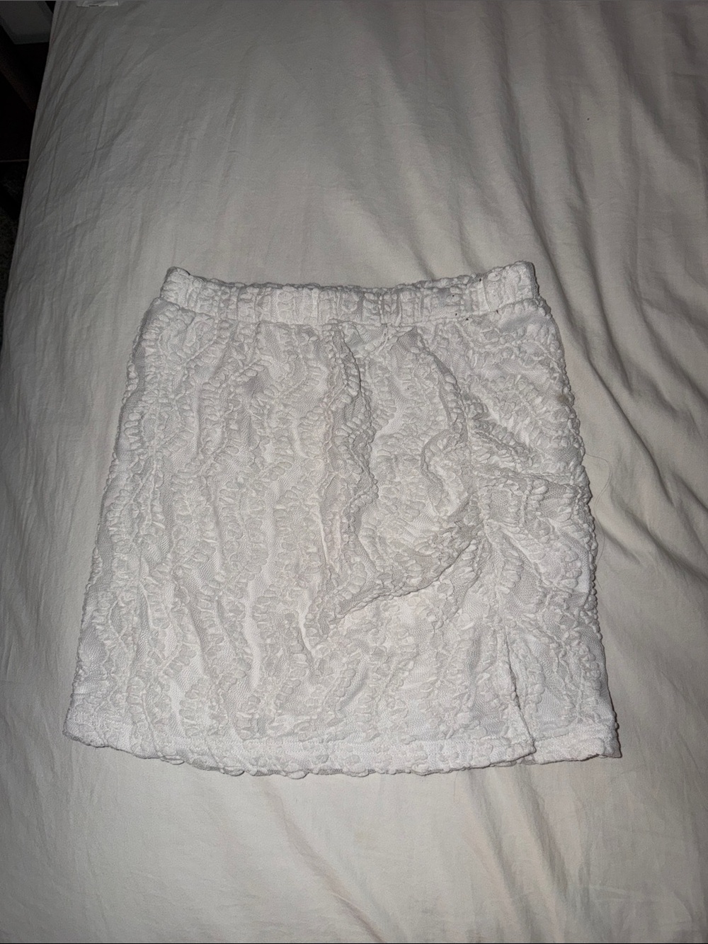 SHEIN White Mini Skirt with Textured Ruching